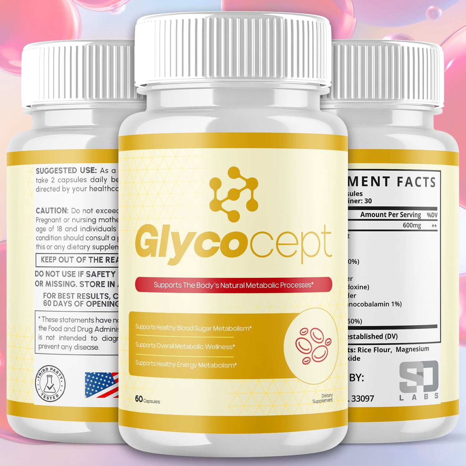 Glycocept Blood Balance Support Pills Advanced Formula Vitamin Supplement Glyco Cept 180 Capsules