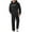 #001-Black, variant on Yusimy Men's 2-Piece Fuzzy Hoodie Set Thickened Embroidered Letter Hooded Long Sleeve Casual Loungewear Cargo Pants