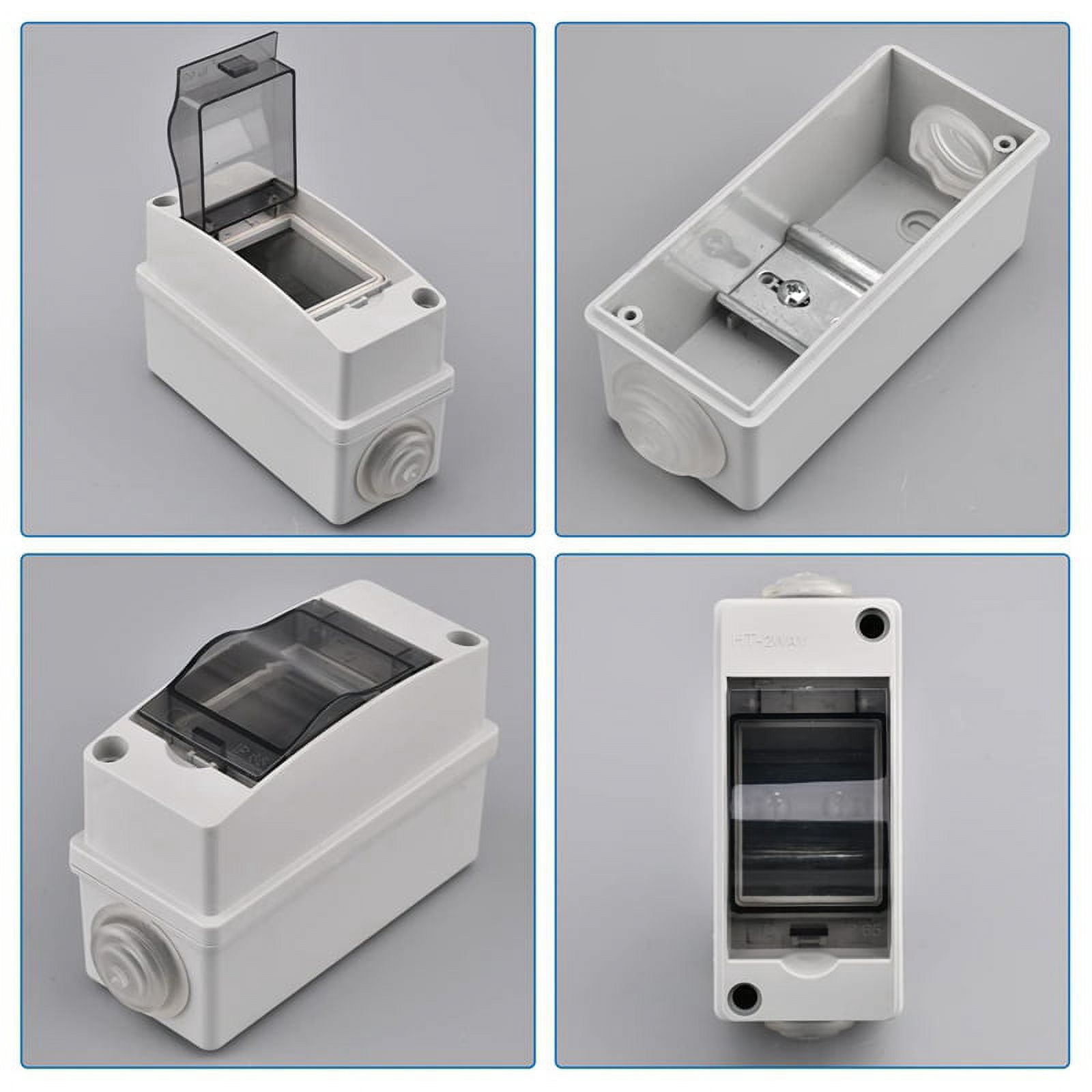 2 Way Distribution Protection Box, Waterproof Transparent Cover 2 DIN Rail Outdoor Distribution Junction Box 10Pcs