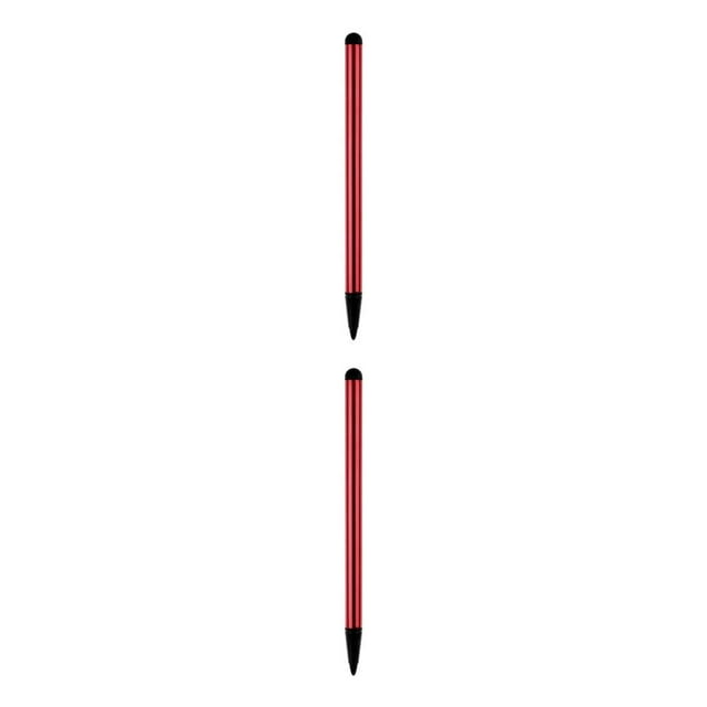 Pluma capacitiva Sidaley aleación de aluminio resistiva punta dura Lápiz Stylus Pen 2piezas Rojo