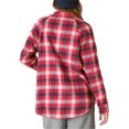 thumbnail image 2 of Lucky Brand Womens Oversized Plaid Button Up Shirt, brightred, 2XL, 2 of 2
