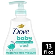 Baby Dove Sensitive Skin Care Baby Wash For Baby Bath Time Fragrance Free Moisture Fragrance Free And Hypoallergenic, Washes Away Bacteria, 13 fl oz