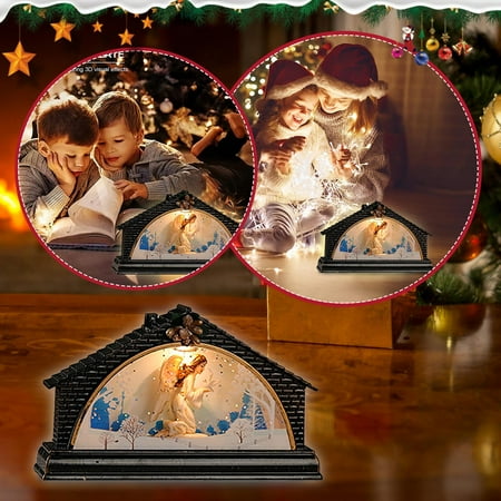 

Candles 3D Christmas Night Light Santa Clus House Christmas Table Lamps With Water 60Ml Christmas Indoor Desk Decorations