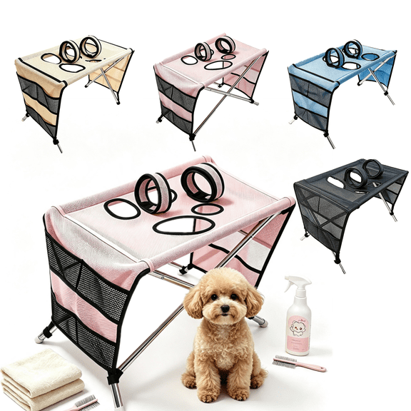 Dog Grooming Hammock & Stand for Senior Dogs and Cats, Foldable Dog Grooming Hammock for Bathing Nail Trimming, Stainless Steel Joint Support for Aging Pets,Ideal for Home and Salon Daily