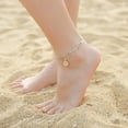 thumbnail image 3 of Bracelets de Cheville Initiale pour Femmes, Plaqué Or 14K Double Couche Initiale Bijoux pour Femmes Adolescentes, 3 of 7