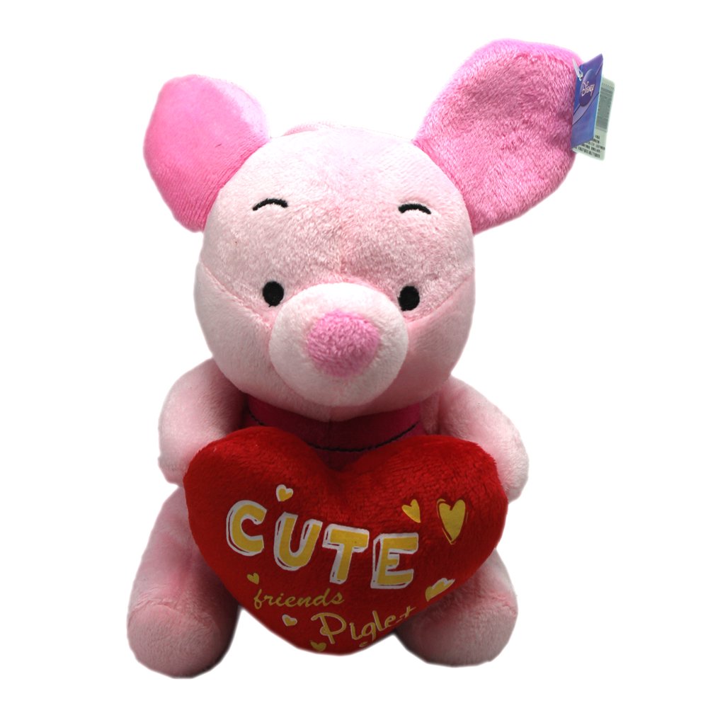 Disney's Winnie the Pooh Smiling Piglet Holding a Heart Small Plush Toy