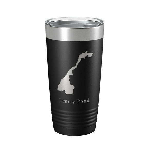 Jimmy Pond Tumbler Lake Map Travel Mug Insulated Laser Engraved Coffee Cup Maine 20 oz Black