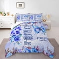 thumbnail image 1 of Erosebridal Blue Butterfly Bedding Full Comforter Set, Inspirational Quotes Down Comforter, Rose Floral Decor, 3pcs, 1 of 6