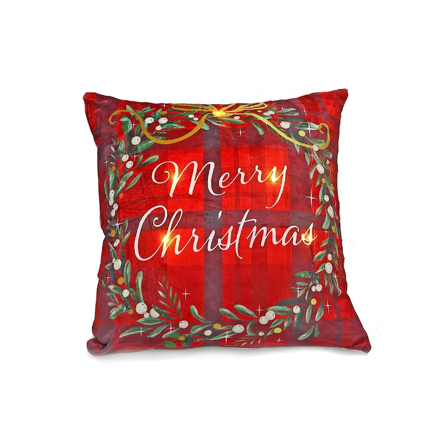 Couronne De Coussin En Velours Led De Noël Joyeux Noël 18X18 - Ensemble De 2