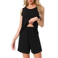 thumbnail image 1 of Conjunto de lounge para mujeres INSPIRE CHIC, set de pijama de algodón sin mangas, top de tanque y pantalones cortos, pijama suave, tamaño 2XL, negro, 1 of 6