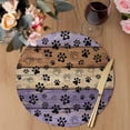 thumbnail image 3 of Purple Brown Round 13 Inch Placemats Set of 6, Rustic Farmhouse Dog Paw Vintage HeatResistant Non Slip Place Mats for Dining Table, Wipeable Braided Kitchen Table Mats for Housewarming, 3 of 9