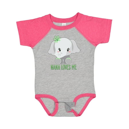 

Inktastic Nana Loves Me- Cute Elephant Gift Baby Boy or Baby Girl Bodysuit