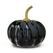 Glass Pumpkin Tabletop Decor, Black & Gold, 6", Halloween by Way To Celebrate
