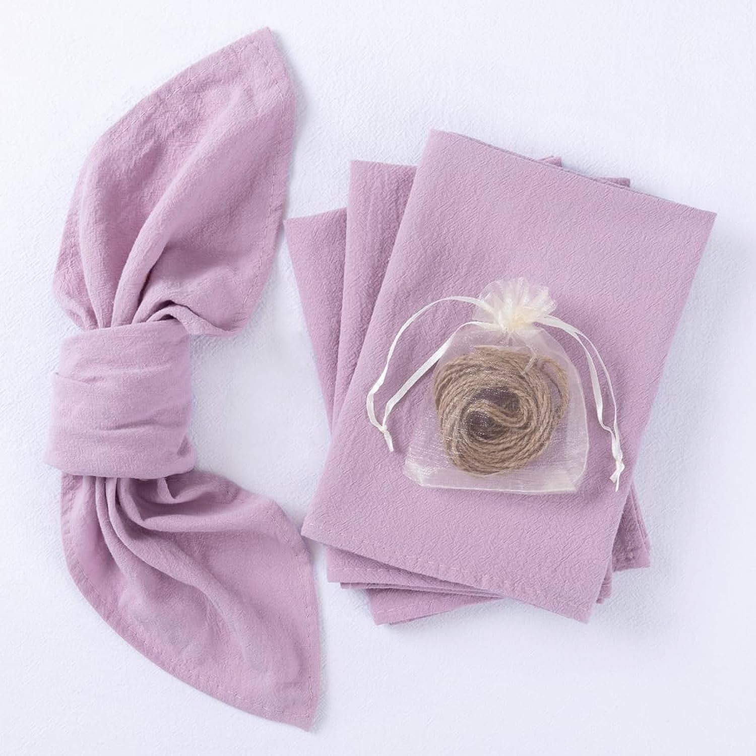 Encasa 100% Cotton Cloth Napkins Set of 12 with Natural Color & Size  17x17