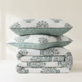 thumbnail image 4 of Lush Decor Sofia Flower Block Bouquet Reversible Cotton Quilt 3 Piece Set Full/ Queen Teal - Block Print Quilt - Floral Bedding Set - Modern Boho Decor, 4 of 10