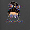 thumbnail image 2 of Autism Awareness Mom Life Messy Hair Bun | Cool Support Neon Print Bandana Mother's Day Unisex Crewneck Graphic Sweatshirt, Charcoal, 3X-Large, 2 of 5