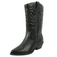 thumbnail image 1 of Soda Women's Faux Leather Pull On Tab Cowboy Boot, Black  ,  8 M US, 1 of 7