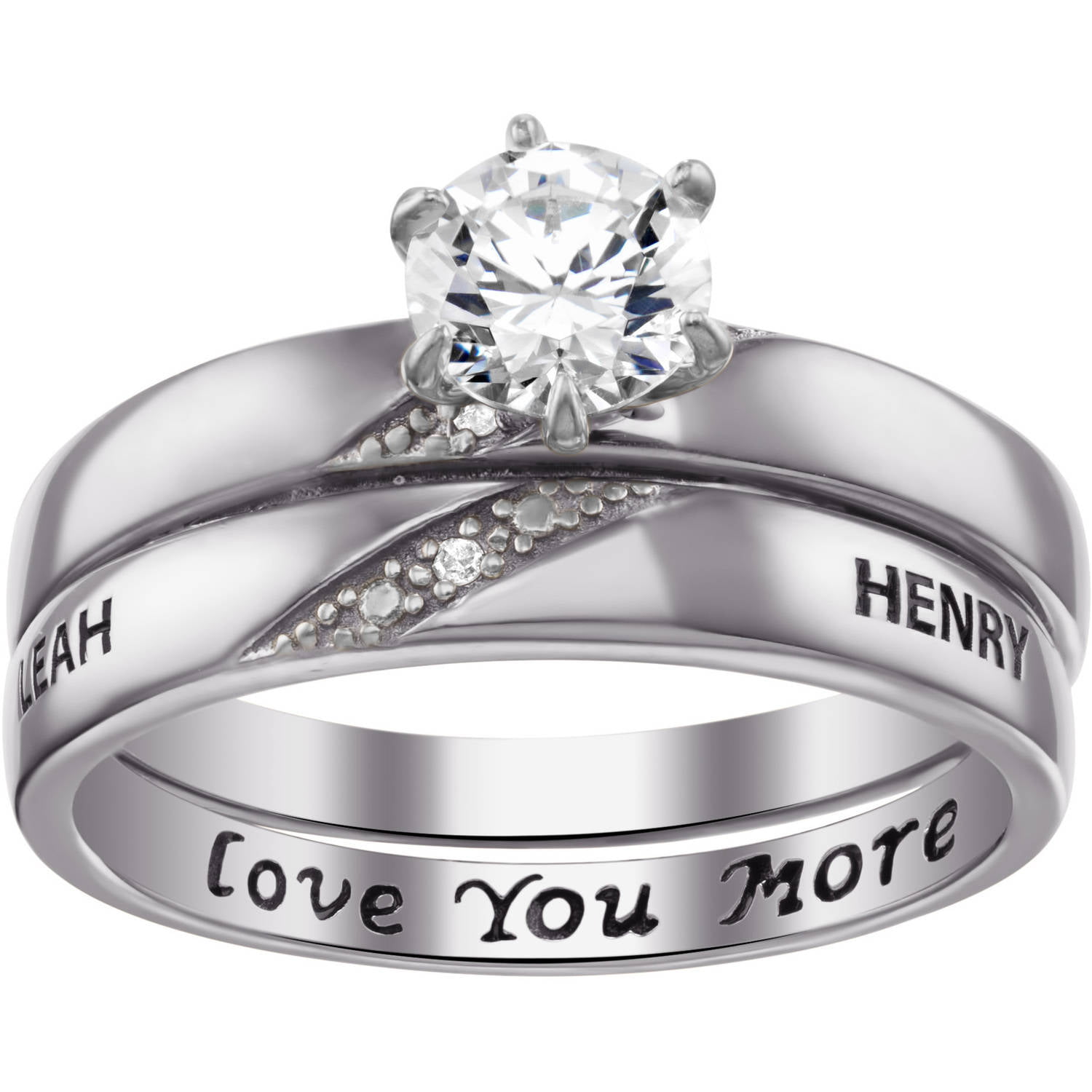 ONLINE Personalized Round CZ and Diamond Sterling Silver