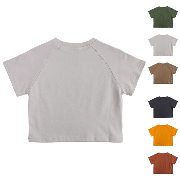 XINXIAOO Toddler Boys Girls Basic Plain Short Sleeve Cute Light Gray T Shirts Summer Casual Tees Tops 12-24 MonthsGirls Boys T Shirts
