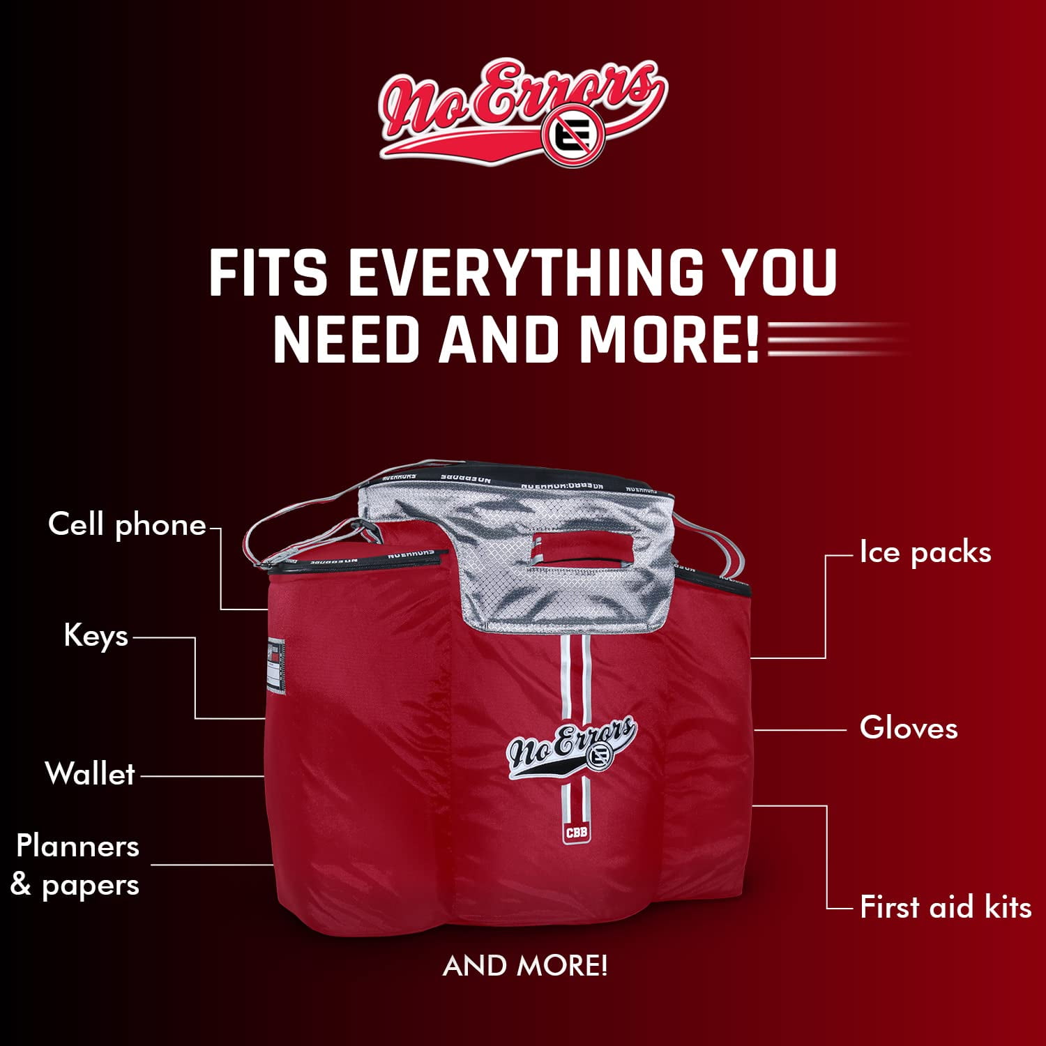 Coaches Ball Buddy Baseball Coach Bag - Heavy Duty Baseball Equipment Bag for Coaches with Built-in Cooler - Holds 6 Gallon Bucket of Balls and Coaching Equipment