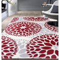 thumbnail image 2 of Tapis Modernes de Conception de Cercles Floraux 6' 6" x 9' Rouge, 2 of 10
