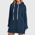thumbnail image 2 of SRZYMJ Oversized Hoodie Dress Womens Casual Long Sleeve Split Hem Drawstring Sweatshirt Pullover with Pocket, 2 of 5