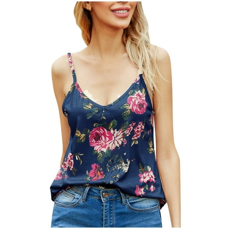 

CYMMPU Women Clothing Women s Summer Shirts Cropped Tank Sexy Bustier Streetwear Sleeveless Round Neck Tank Cami Vest Slim Fit Crop Tops Navy