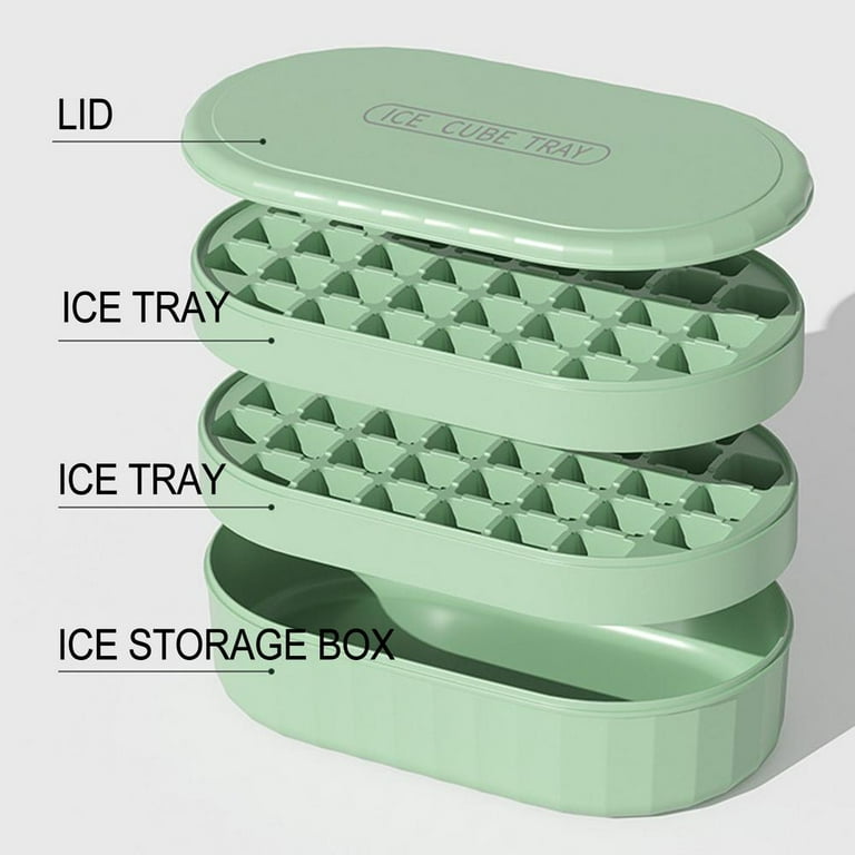 Ice Cube Tray, Ice Bin for Freezer With Lid, Double Layer Honeycomb Shape  Silicone Ice Trays for Ice Cream, Whiskey, Cola 