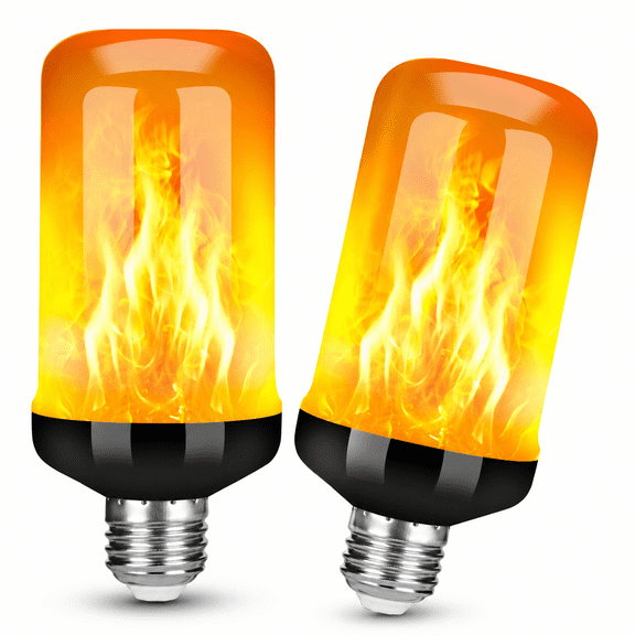 Flame Light Bulbs,Flickering Light Bulb with 4 Modes Upside Down Effect,E26 Base Orange LED Fire Lights for Halloween Christmas,Indoor Outdoor Party Home Patio Porch Decor