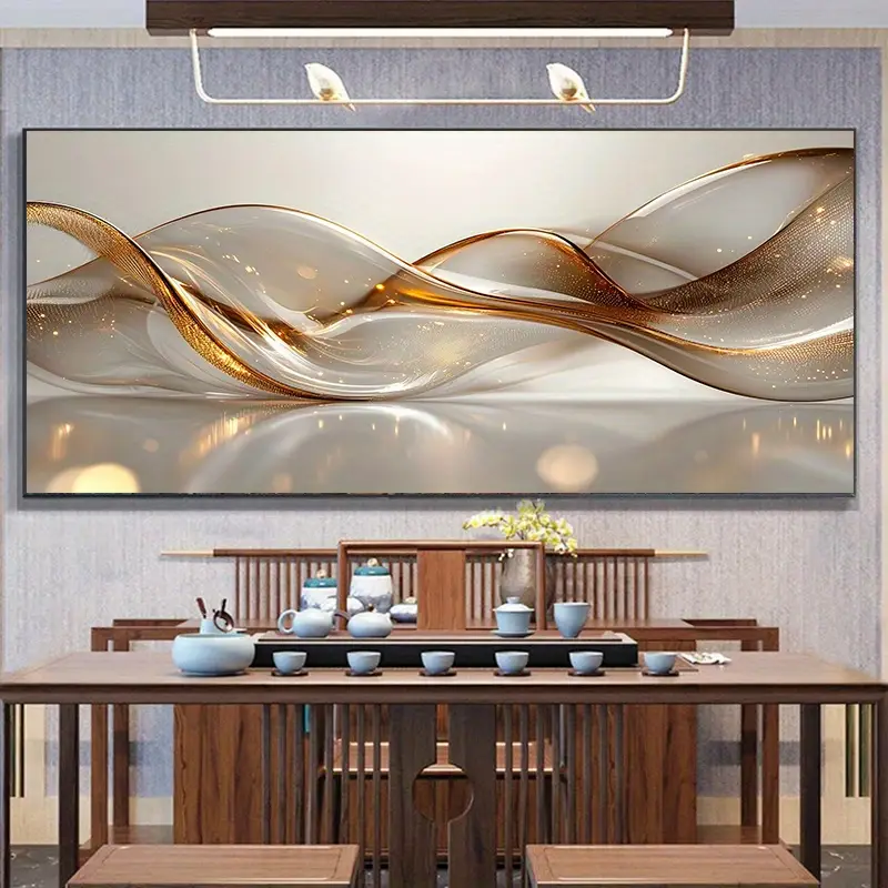 Modern Abstract Canvas Wall Art,Frameless Minimalist Decor, Elegant Metal Accents, Indoor Home Office Bedroom Restaurant Wall Hanging, Summer Winter Decor, Wall Decor