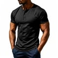 thumbnail image 2 of CUSTG Men Tshirts Summer Mesh Button Down Casual Stylish Breathable Solid Color Short Sleeve T Shirt Vacation Tops, 2 of 7