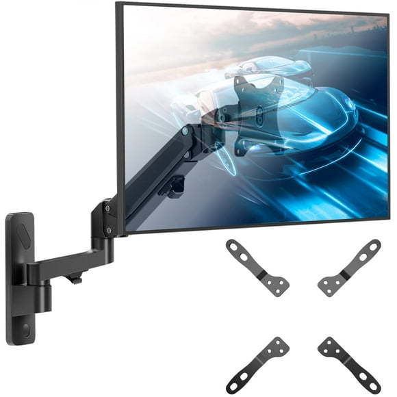 WALI Single Monitor Wall Mount, Heavy Duty Gas Spring Single Monitor Arm, for Ultrawide Screen up to 35 inch, 26.4 lbs. Fully Adjustable, VESA up to 200 (GSWM001XL), Black