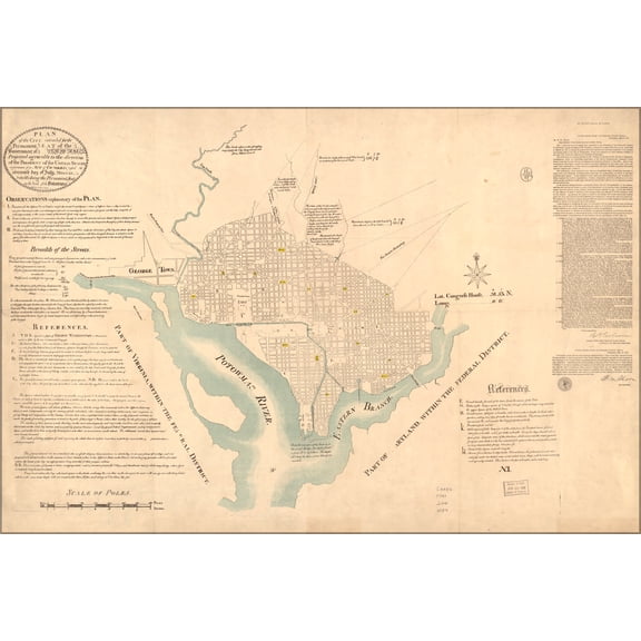 24"x36" Gallery Poster, map of washington d.c. 1791