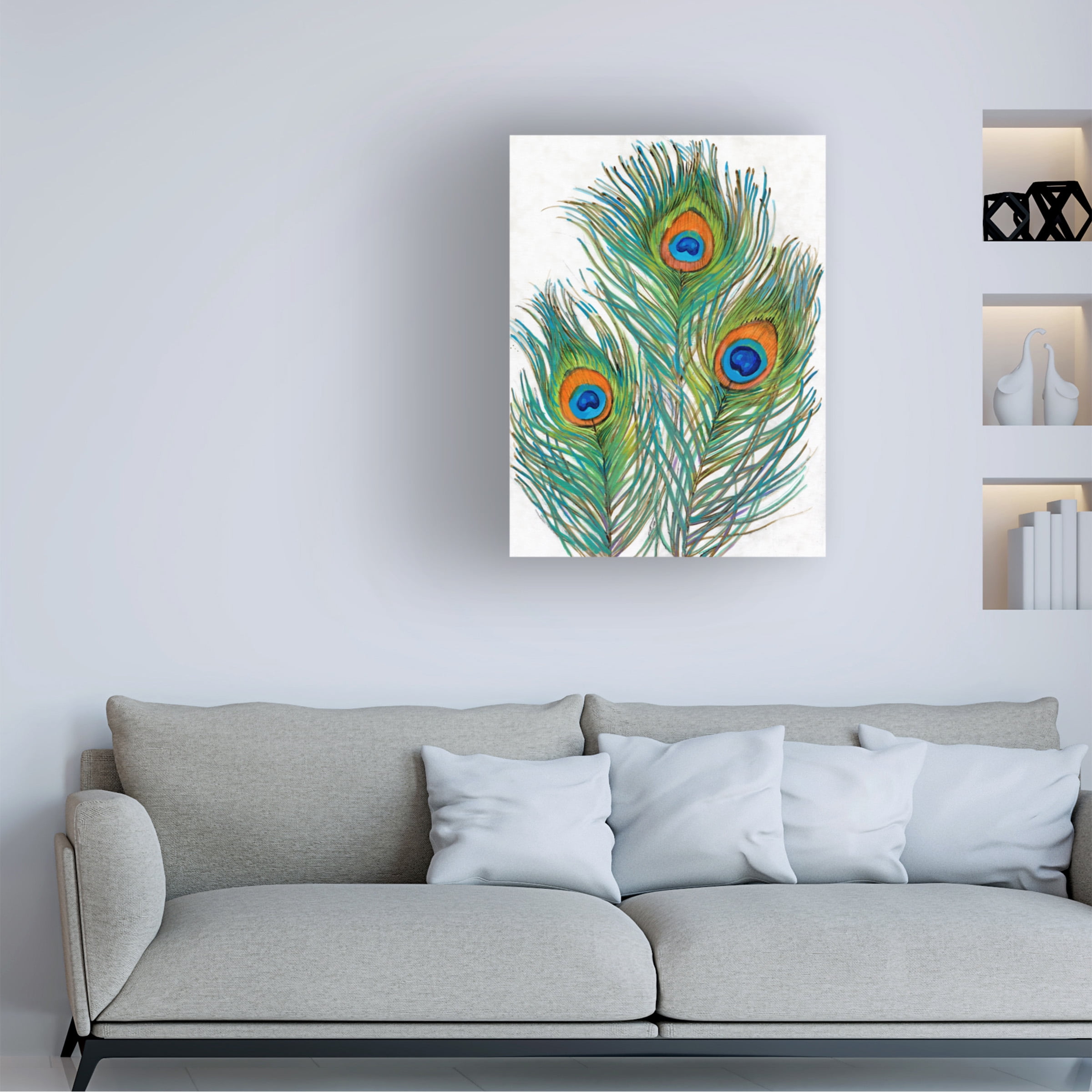 Tim O'Toole 'Vivid Peacock Feathers II' Canvas Art
