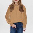 thumbnail image 4 of DJskiyers Girls Trendy Shirts Swiss Dot Chiffon Blouses Frill Neck Loose Fit Tops Puff Long Sleeve Dressy Tshirts Breathable Casual Tees, 4 of 7