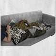 thumbnail image 6 of Tattoo Soft Flannel Fleece Throw Blanket, Skull Diamond Eyes and Floral Theme Vine Art Shape Renaissance Inspired, Cozy Plush for Indoor and Outdoor Use, 50" x 60", Brown and Black, by Ambesonne, 6 of 6