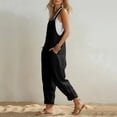 thumbnail image 5 of Plus Size Women's Cotton Loose Fit Suspender Jumpsuit with Pockets, Mid Elastic Waist Solid Color, Casual Sleeveless Jumpsuit, Summer Beach Outdoor Work Vacation, Womens Jumpsuit, 5 of 8