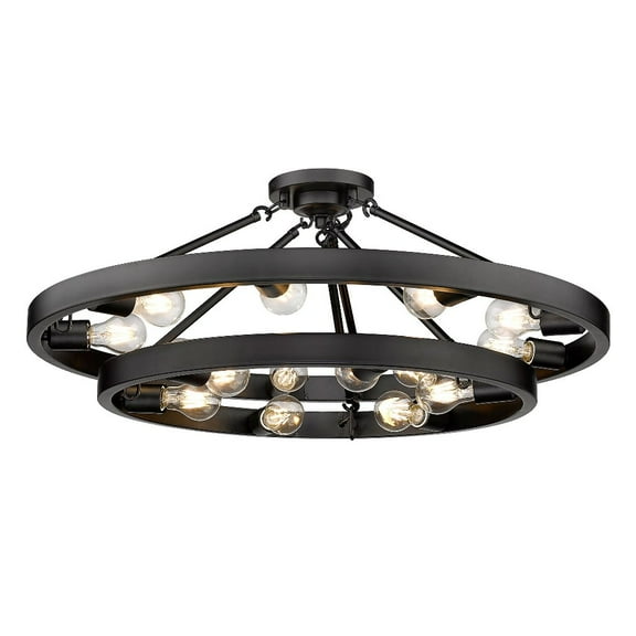 Golden Lighting Castile 15-light Semi-Flush Mount in Matte Black