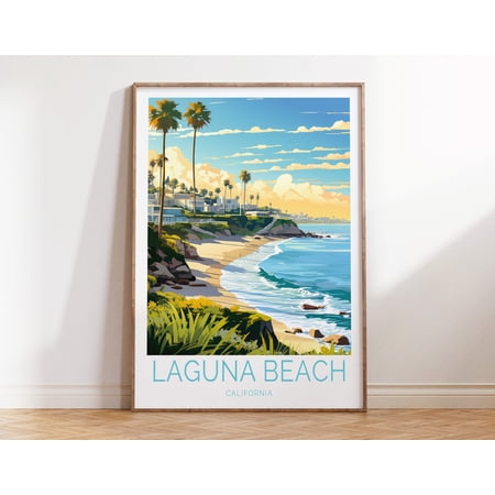 POSTER Laguna Beach California Travel Poster, California Laguna Beach Wall Art, Lagune Beach Travel Wall Art, Orange County Coastal-UNFRAMED