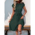 thumbnail image 7 of EASYBRA Pleated Dress Geometric Print Round Neck Short Sleeve Casual Beach Vacation Travel Dress Mid Length Pleated Skirt S–XL Multiple Colors, 7 of 7