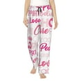 thumbnail image 2 of Goofa Breast Cancer Pink Ribbons Awareness (2) Printed Soft Pajama Pants for Women, Wide Leg Comfy Casual Lounge Yoga Pants-X-Large, 2 of 9