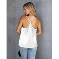thumbnail image 3 of Oudiya Silk Tank Top for Women Mesh V Neck Satin Camisole Silky Sleeveless Tank Cami Shirt, 3 of 6