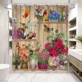 thumbnail image 2 of Flower Shelves Shower Curtain Rustic Floral Potted Wooden Board Decorations Shower Curtains Farmhouse Botanic Potted Shelf Shower Curtain Set for Bathroom with Hooks 72x72 Inch, 2 of 6
