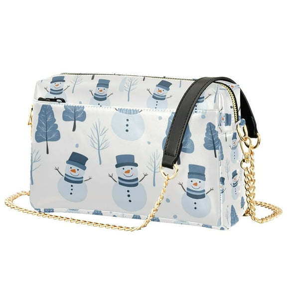 FORMRS Women Crossbody Purse with Chain Strap Vegan Leather Shoulder Handbag, White Snowman