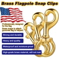 thumbnail image 4 of Flag Clips for Rope Solid Brass Flagpole Snap Swivel Clasp Lobster Flag Hooks Halyard Rope Accessory Ended Spring Key Ring, 4 of 7
