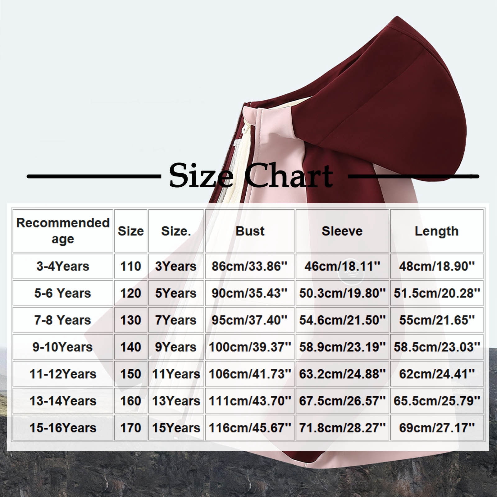 Wiyuqeen Kid's 3 in 1 Hooded Waterproof Coat Winter Ski Hiking Rain Jacket Softshell Fleece Lined Raincoat Windbreaker 3-15 Years