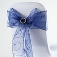 thumbnail image 4 of BalsaCircle 10 Navy Blue Fancy Embroidered Sheer Organza Chair Sashes Bows Ties, 4 of 4