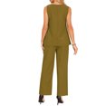 thumbnail image 3 of INSPIRE CHIC Women's Summer 2 Piece Outfits Sleeveless Round Neck Tank Top Dressy Casual Sets Wide Leg Pants Set XL Olive Green, 3 of 6