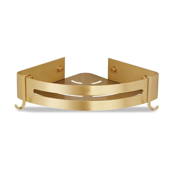 Rincón de baño estante triangular inodoro rack organizador drenaje ahorro de espacio perforador / punzonado con soporte de baño con perchas de oro Inevent HA011416-03B