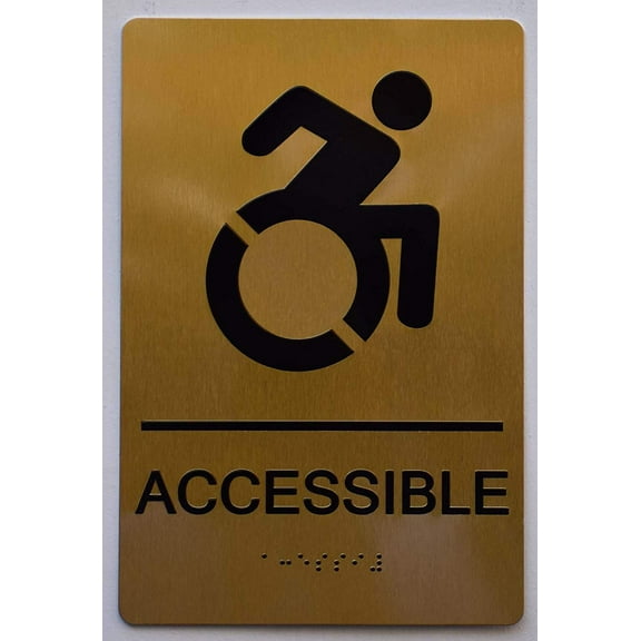 ACCESSIBLE Sign - Gold(Aluminium, Gold/Black,Size 6X9) The Sensation line